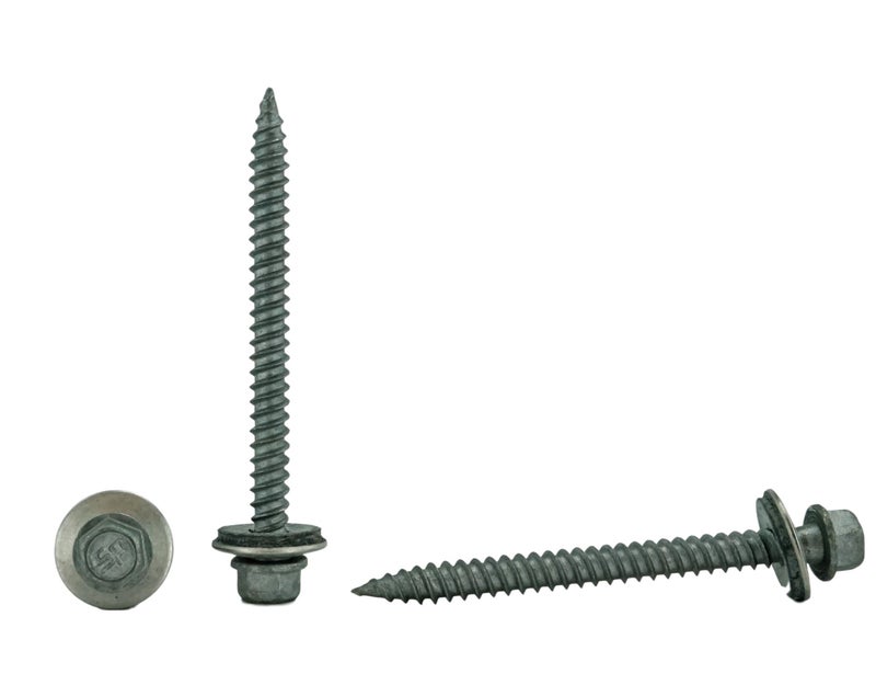 Chenango Supply #9 x 2"" Hex Washer Head Metal Roof Screw. Multiple Sizes. Self Starting/self Tapping Metal to Wood, Sheet Metal Roofing, siding Screws with EPDM Washer Seal. for Corrugated Roofing.(#9 x 2"") - Image 1